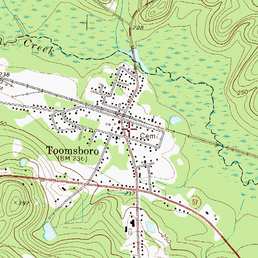 Topographic Map of Toomsboro Volunteer Fire Department, GA