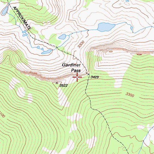 Topographic Map of Gardiner Pass, CA
