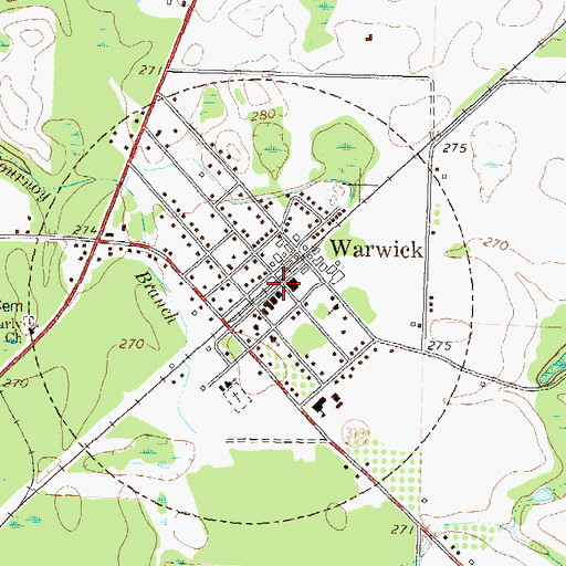 Topographic Map of Warwick Volunteer Fire Department Station 14, GA
