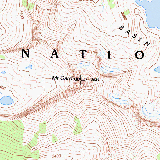 Topographic Map of Mount Gardiner, CA