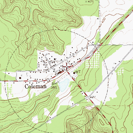 Topographic Map of Randolph County Fire Department Coleman Station, GA