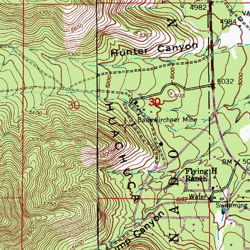 Topographic Map of Baumkirchner Mine, AZ
