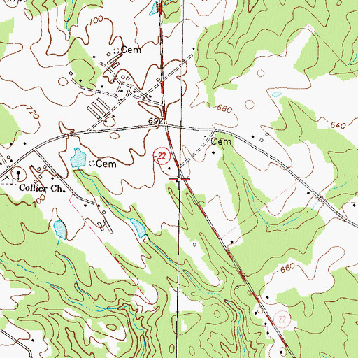 Topographic Map of Pleasant Hill Volunteer Fire Department, GA