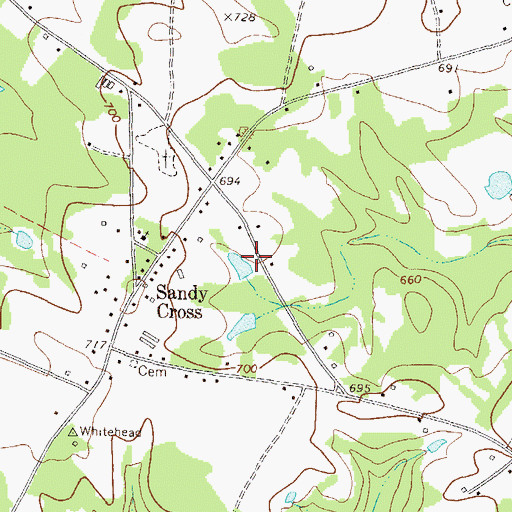 Topographic Map of Sandy Cross Volunteer Fire Department, GA