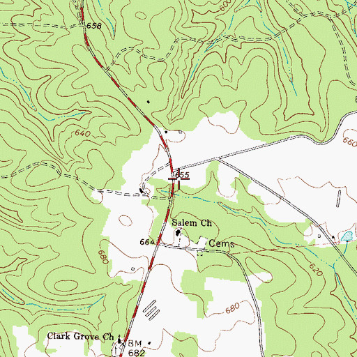 Topographic Map of Salem Volunteer Fire Department, GA