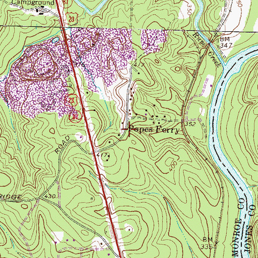 Topographic Map of Monroe County Fire Department Station 7, GA