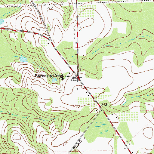 Topographic Map of Barnetts Creek Volunteer Fire Department Station 6, GA