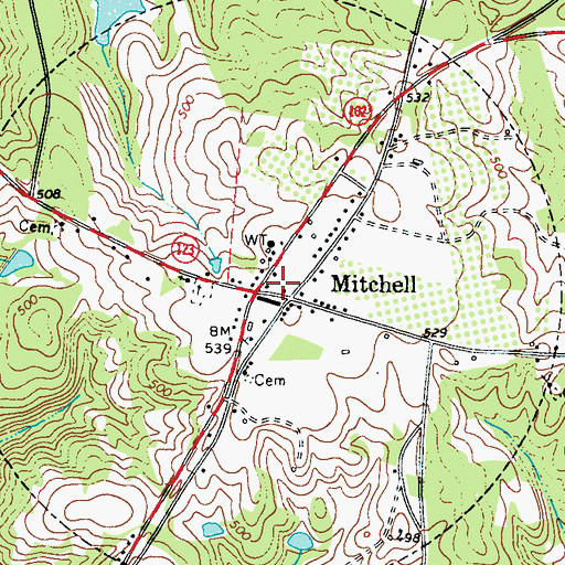 Topographic Map of Mitchell Volunteer Fire Department, GA