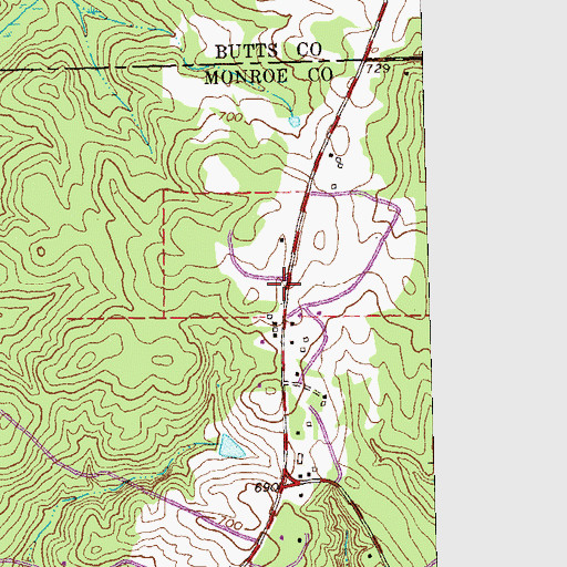 Topographic Map of Monroe County Fire Department Station 2, GA