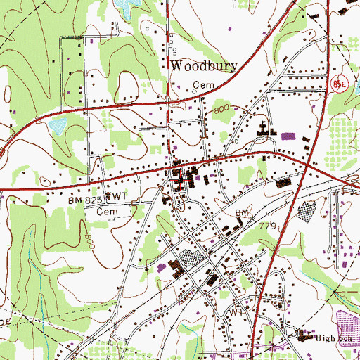 Topographic Map of Woodbury Volunteer Fire Department Station 13, GA