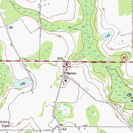 Topographic Map of Wayne County Fire Department O'Quinn Station, GA