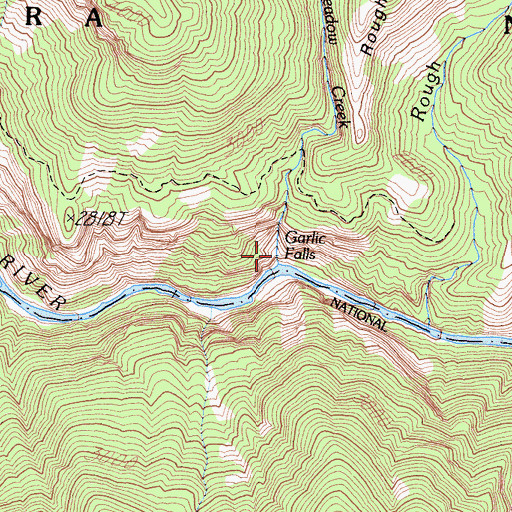 Topographic Map of Garlic Falls, CA