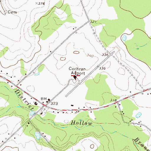 Topographic Map of Cochran - Bleckley Fire Department Airport Station, GA