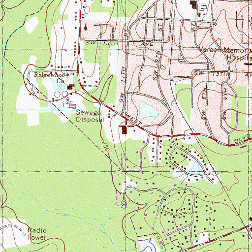 Topographic Map of Moultrie Fire Department Station 2, GA