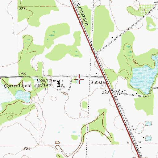 Topographic Map of Lee State Prison Fire Station, GA