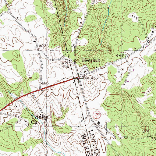 Topographic Map of Beulah Volunteer Fire Department, GA