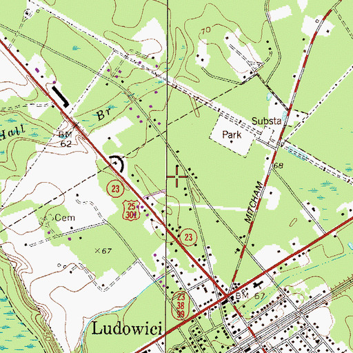Topographic Map of Ludowici - Long County Volunteer Fire Department Station 1, GA