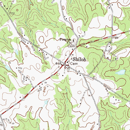 Topographic Map of Shiloh Volunteer Fire Department, GA