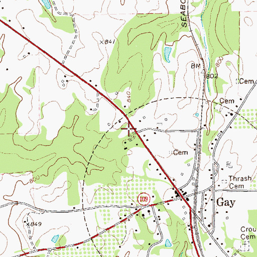 Topographic Map of Meriwether County Volunteer Fire Department Station 6, GA