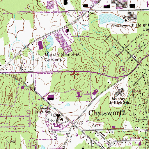 Topographic Map of Murray County Fire Department Station 1, GA