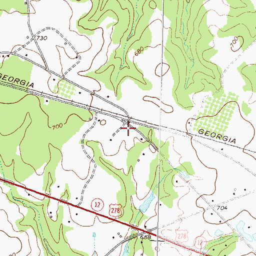 Topographic Map of Morgan County Fire Rescue Department Station 2, GA