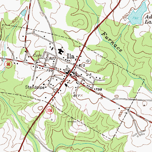 Topographic Map of Ila Volunteer Fire Department, GA