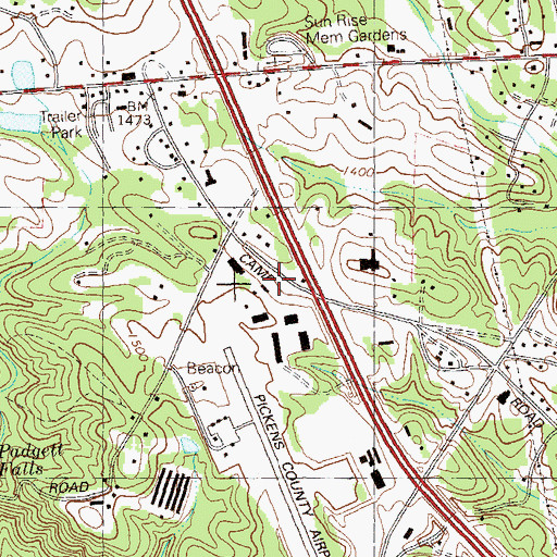 Topographic Map of Pickens County Emergency Medical Services Station 1, GA