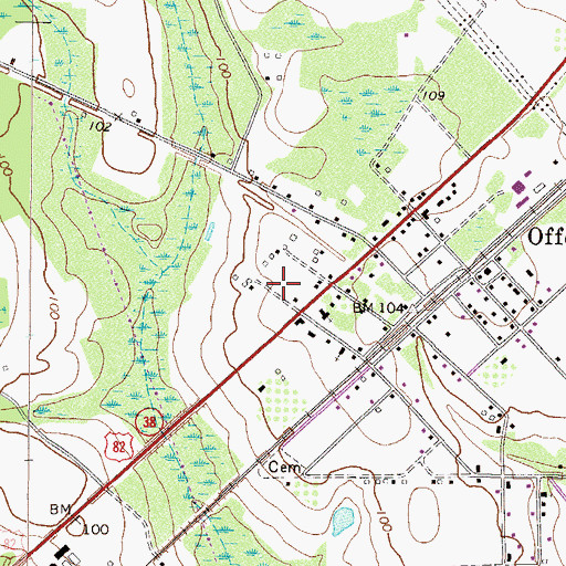 Topographic Map of Offerman - Big Creek Volunteer Fire Department, GA