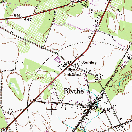 Topographic Map of Augusta Fire Department Station 14, GA