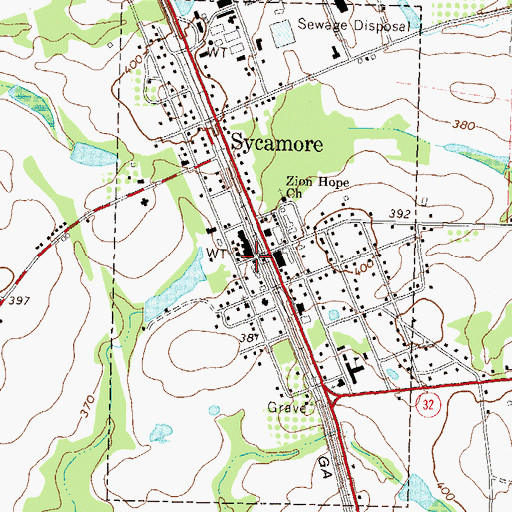 Topographic Map of Sycamore Fire Department, GA