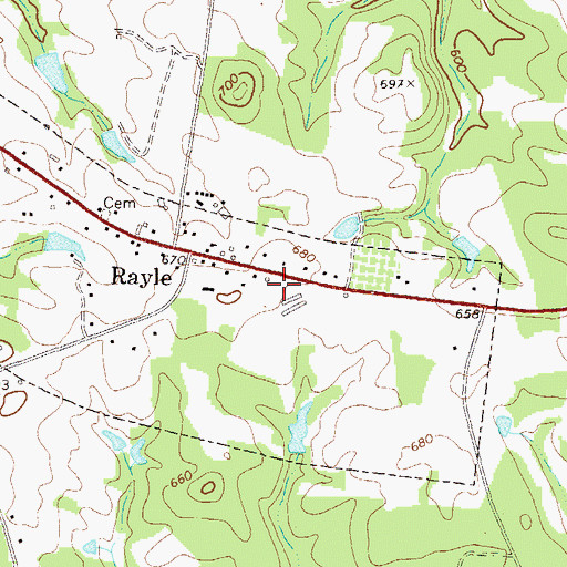 Topographic Map of Rayle Fire Department, GA