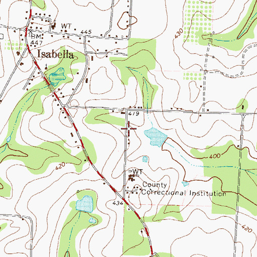 Topographic Map of Isabella Volunteer Fire Department Station 13, GA