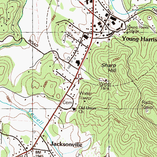 Topographic Map of Towns County Fire and Rescue Station 2, GA