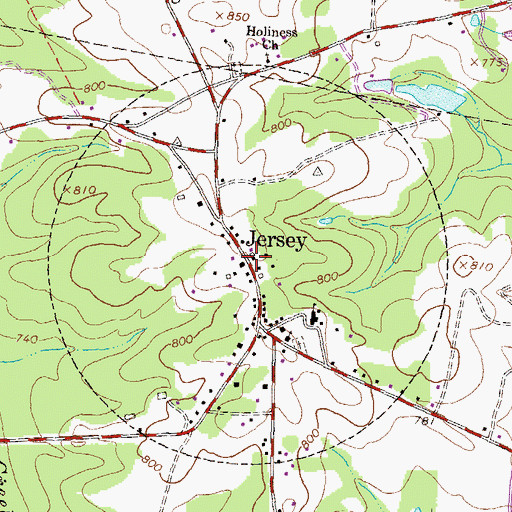 Topographic Map of Jersey Volunteer Fire Department, GA