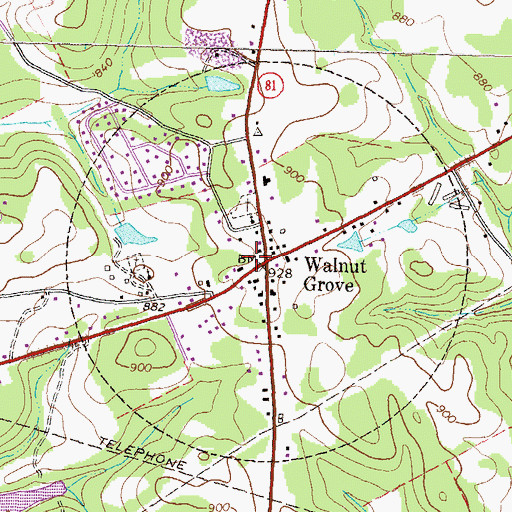 Topographic Map of Walton County Fire Rescue Department Station 3, GA