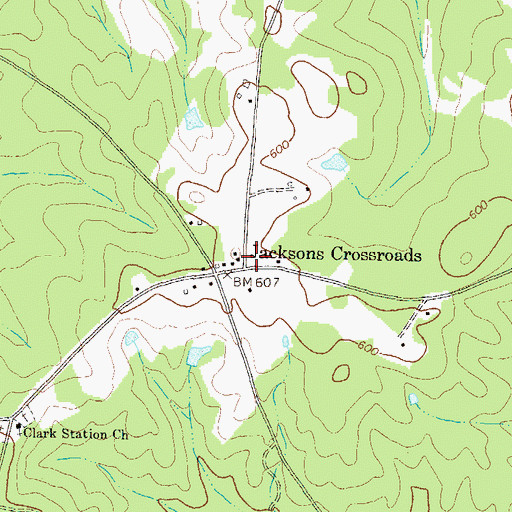 Topographic Map of Jackson Cross Roads Fire Department, GA