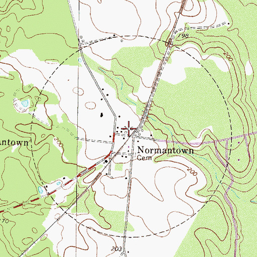 Topographic Map of Normantown Volunteer Fire Department, GA