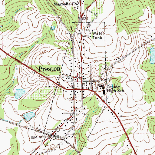 Topographic Map of Preston Fire Department, GA