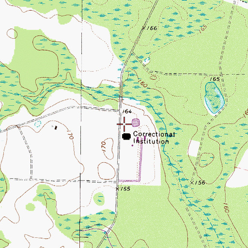 Topographic Map of Wayne County Correctional Fire Department, GA