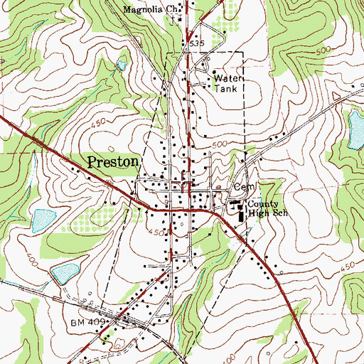 Topographic Map of Webster County Fire Department, GA