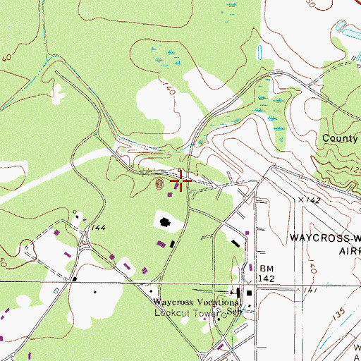 Topographic Map of Ware County Fire Rescue Station 1 Industrial Park, GA