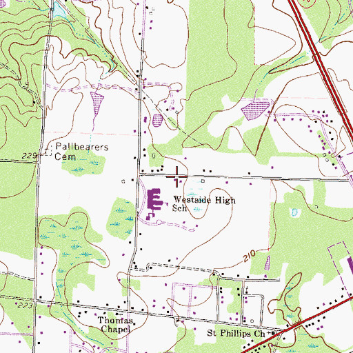 Topographic Map of Westside Volunteer Fire Department, GA
