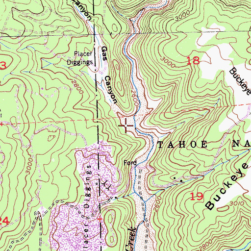 Topographic Map of Gas Canyon, CA