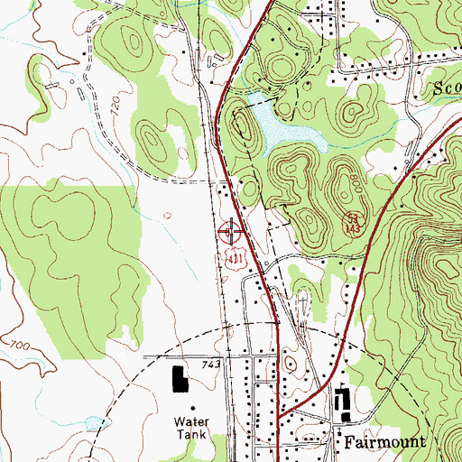 Topographic Map of Gordon County Fire and Rescue Department Station 8 Fairmount, GA