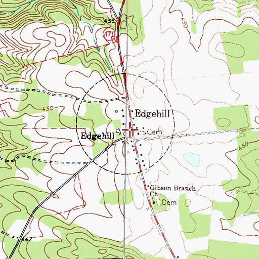 Topographic Map of Edge Hill Volunteer Fire Department, GA