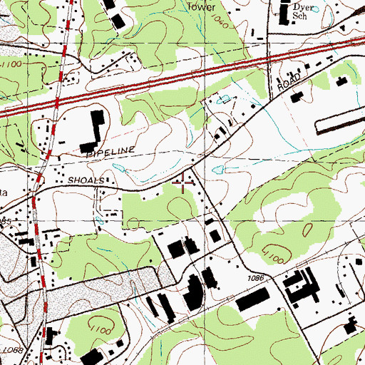Topographic Map of Gwinnett County Fire and Emergency Services Headquarters, GA