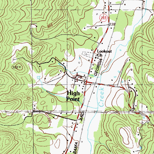 Topographic Map of Walker County Emergency Services Fire Station 19, GA