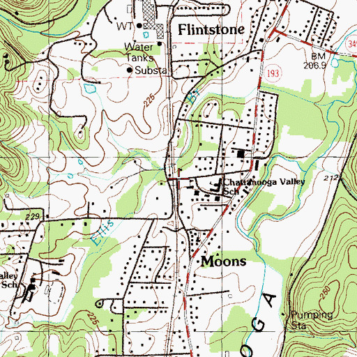Topographic Map of Walker County Emergency Services Station 10 WCES Depot, GA