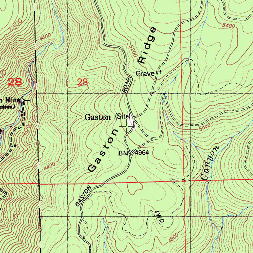 Topographic Map of Gaston, CA