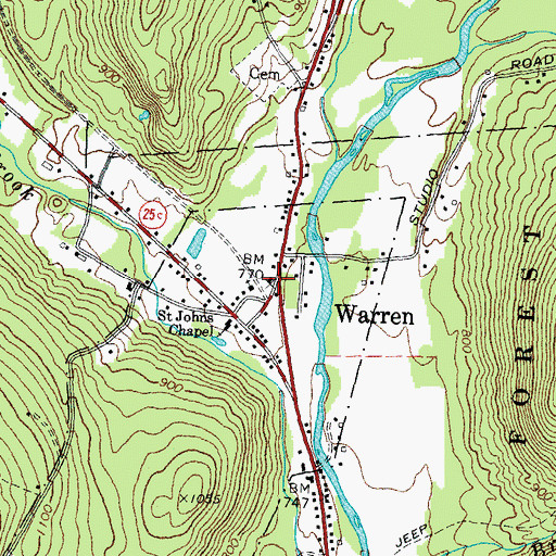 Topographic Map of Warren Fire Department, NH